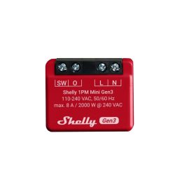   Shelly PLUS 1PM MINI Gen3, Wi-Fi + Bluetooth okosrelé, áramfogyasztás-méréssel