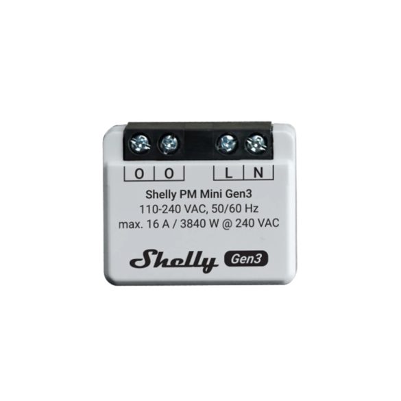 Shelly PLUS PM Mini Gen3, WiFi + Bluetooth modul, fogyasztásméréssel