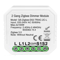   Zigbee 230V csak fázissal működő két áramkörös dimmer, kapcsolóbemenettel