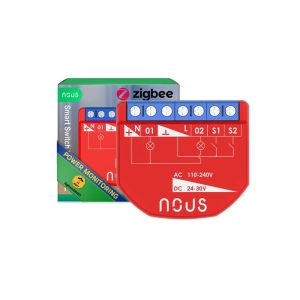 Nous B3Z okos Tuya Zigbee mini fogyasztásmérős kapcsolórelé modul, kapcsolóbemenettel, 2 áramkörös