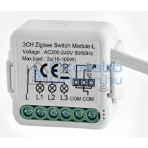   Zigbee 230V relé három áramkörös, csak fázissal működő, kapcsolóbemenettel