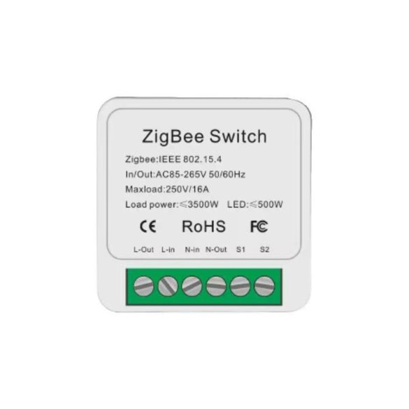 SmartWise Mini ZB (Zigbee 3.0) okosrelé (16A), kapcsolóbemenettel