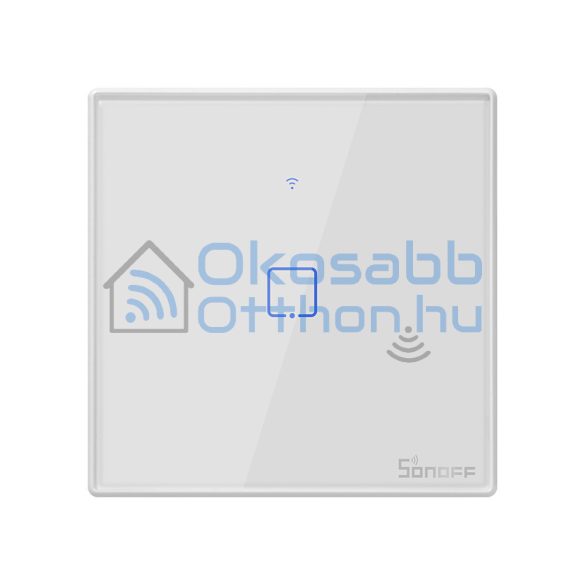 Sonoff TX T2EU1C WiFi+RF, érintős 1 gombos villanykapcsoló (fehér, kerettel)