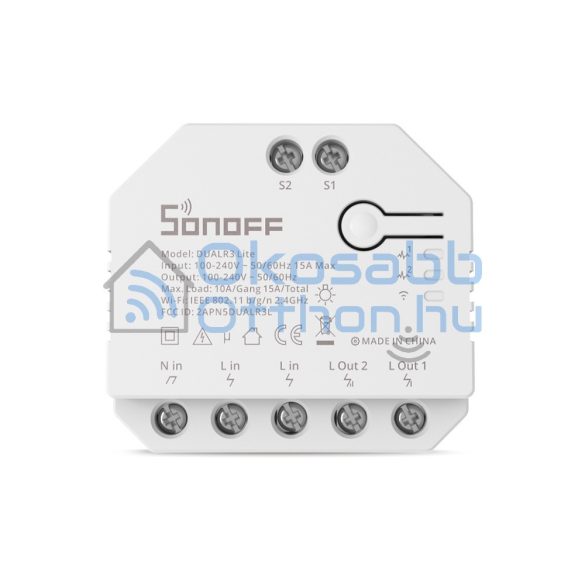 Sonoff Dual Lite (R3) WiFi-s okosrelé, két áramkörös